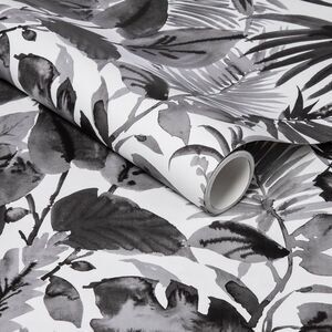Opalhouse -  Tropical Leaves 198"x20" Peel and Stick  Black/White